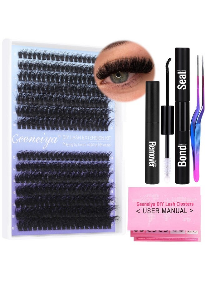 Geeneiya Fluffy Lash Extension Kit Cluster Eyelash Extension Kit Clusters Individual Lashes Kit With Lash Bond And Seal Glue Lash Remover Lash Applicator User Manual For Beginners(60P+80P 280Pcs) - Image 1