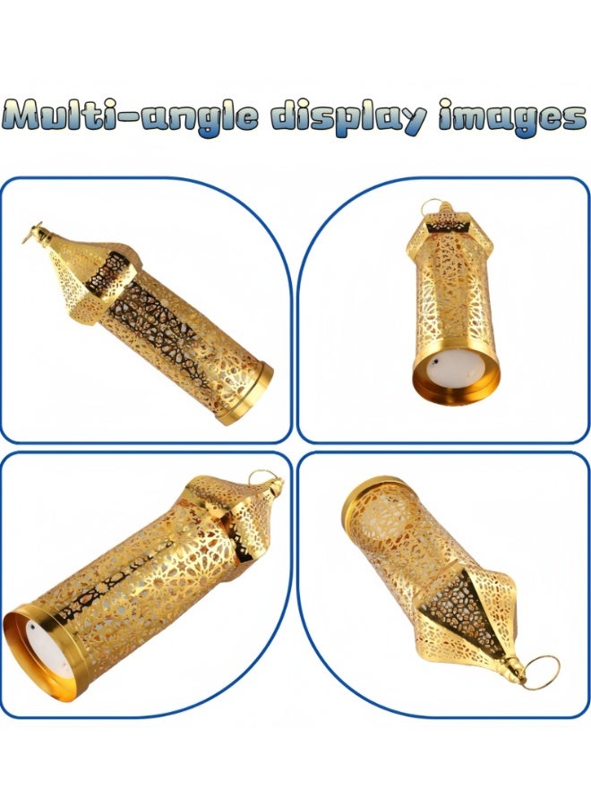 3 Pack Moroccan Metal Lantern, Hollow Ramadan & Eid Islamic Festival Decor, Hanging Candle Holder, Muslim Holiday Tabletop Lantern, Boho Themed Party Centerpiece for Home Decorations (YB22-ZH1) - Image 5
