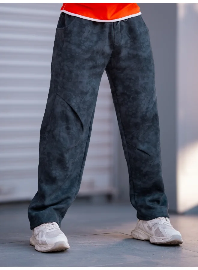 Maniac Maniac Mens Light Grey Oilflex Loopknit Baggy Fit Pant