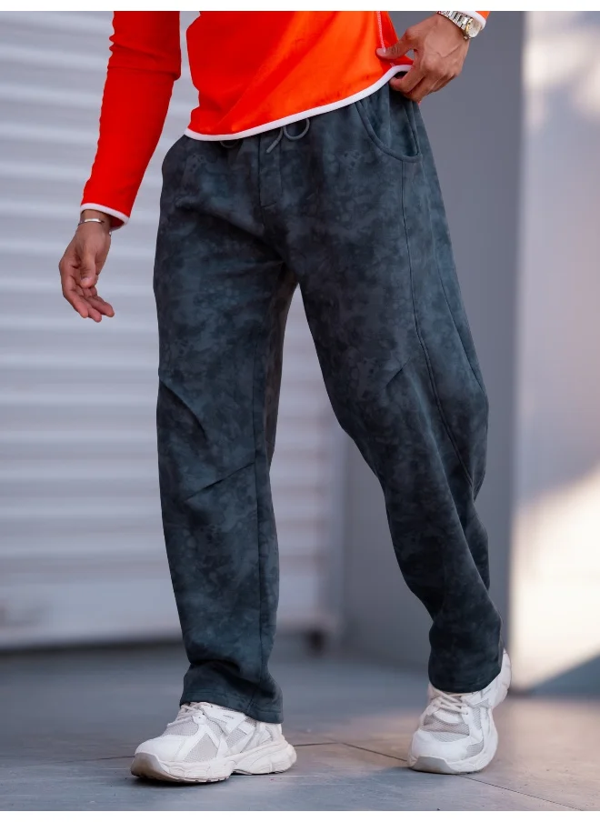 Maniac Maniac Mens Light Grey Oilflex Loopknit Baggy Fit Pant