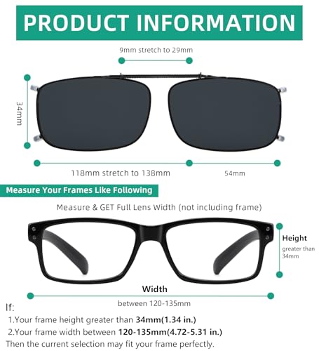 Eyekepper Metal Frame Clip On Sunglasses Polarized Grey Lens With Spring Draw Bar 54 * 34MM - Image 3