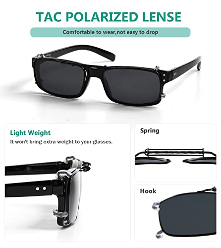 Eyekepper Metal Frame Clip On Sunglasses Polarized Grey Lens With Spring Draw Bar 54 * 34MM - Image 4