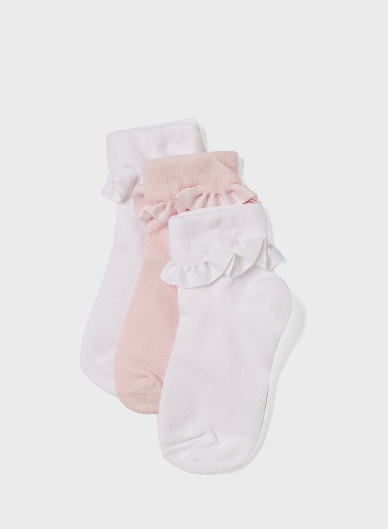 جيمبوري G 3PK TONAL PINK FOLDOVER RUFFLE SOCKS YRLY  - Image 1