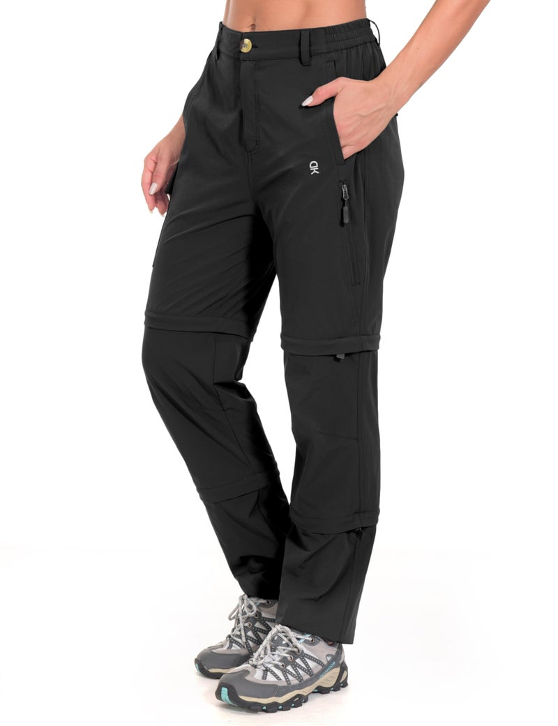 Little Donkey Andy Women's Stretch Convertible Pants, Zip Off Quick Dry Hiking Pants Black Size XS - Image 1