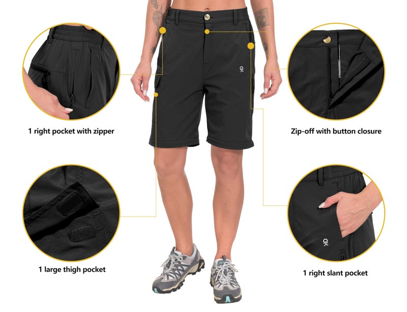 Little Donkey Andy Women's Stretch Convertible Pants, Zip Off Quick Dry Hiking Pants Black Size XS - Image 4