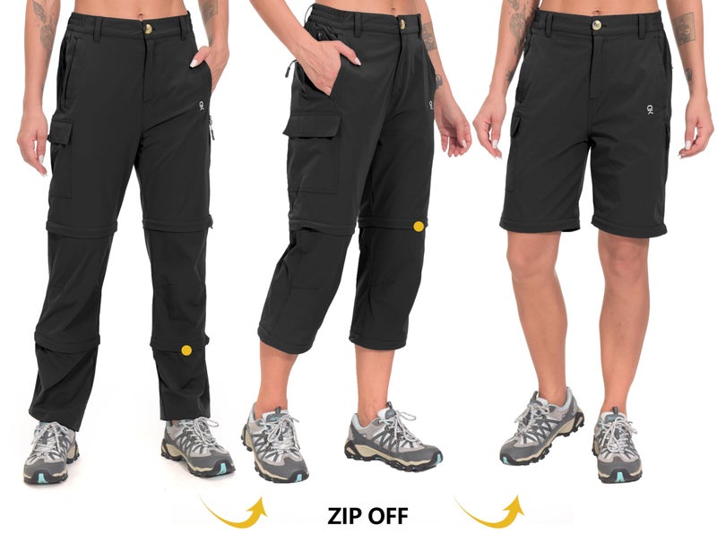 Little Donkey Andy Women's Stretch Convertible Pants, Zip Off Quick Dry Hiking Pants Black Size XS - Image 2