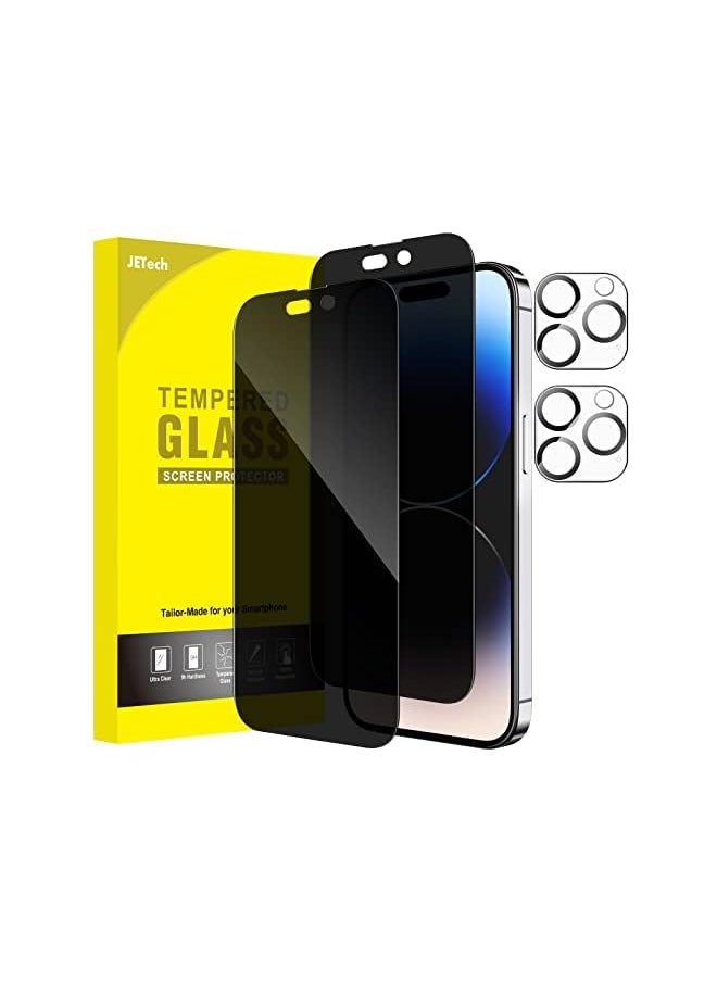 Jetech Privacy Full Coverage Screen Protector For Iphone 14 Pro 6.1-Inch With Camera Lens Protector, Anti-Spy Tempered Glass Film, 2-Pack Each  - Image 2