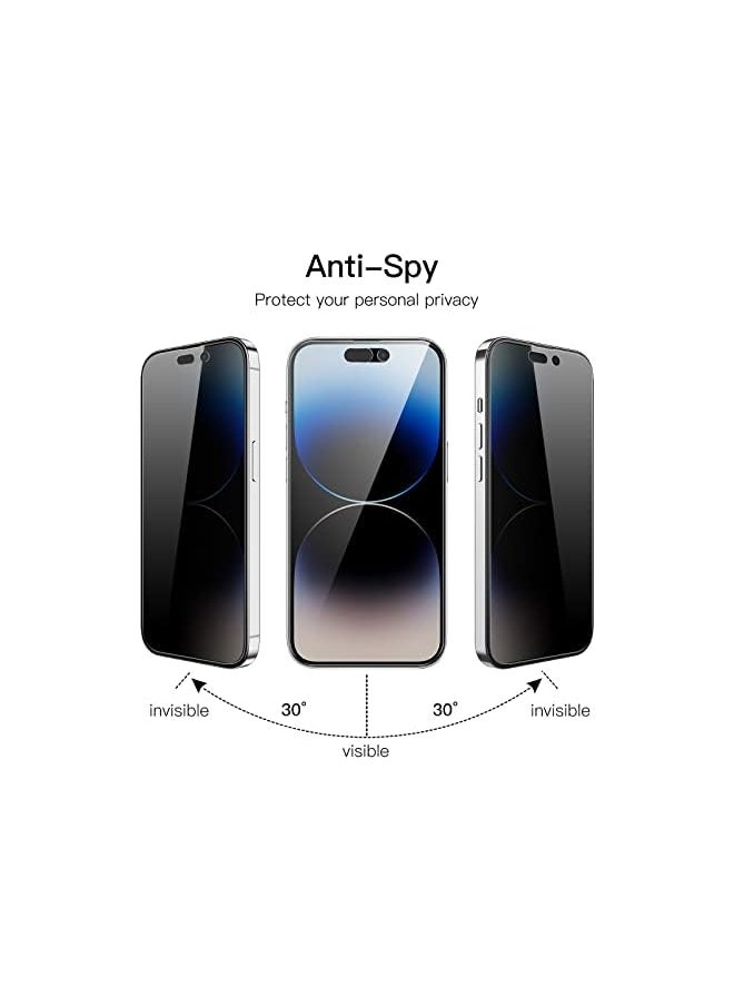 Jetech Privacy Full Coverage Screen Protector For Iphone 14 Pro 6.1-Inch With Camera Lens Protector, Anti-Spy Tempered Glass Film, 2-Pack Each  - Image 3