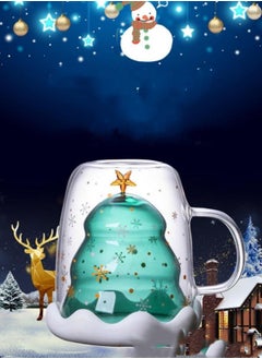 XiuWoo Double Insulated Glass Coffee Cup Water Cup Tea Cup Milk Cup With Lid - Snowman  - Image 5