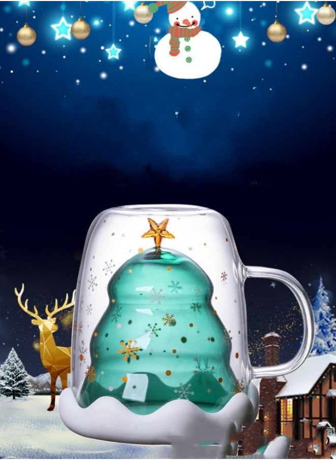 XiuWoo Double Insulated Glass Coffee Cup Water Cup Tea Cup Milk Cup With Lid - Snowman  - Image 5