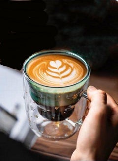 XiuWoo Double Insulated Glass Coffee Cup Water Cup Tea Cup Milk Cup With Lid - Snowman  - Image 2