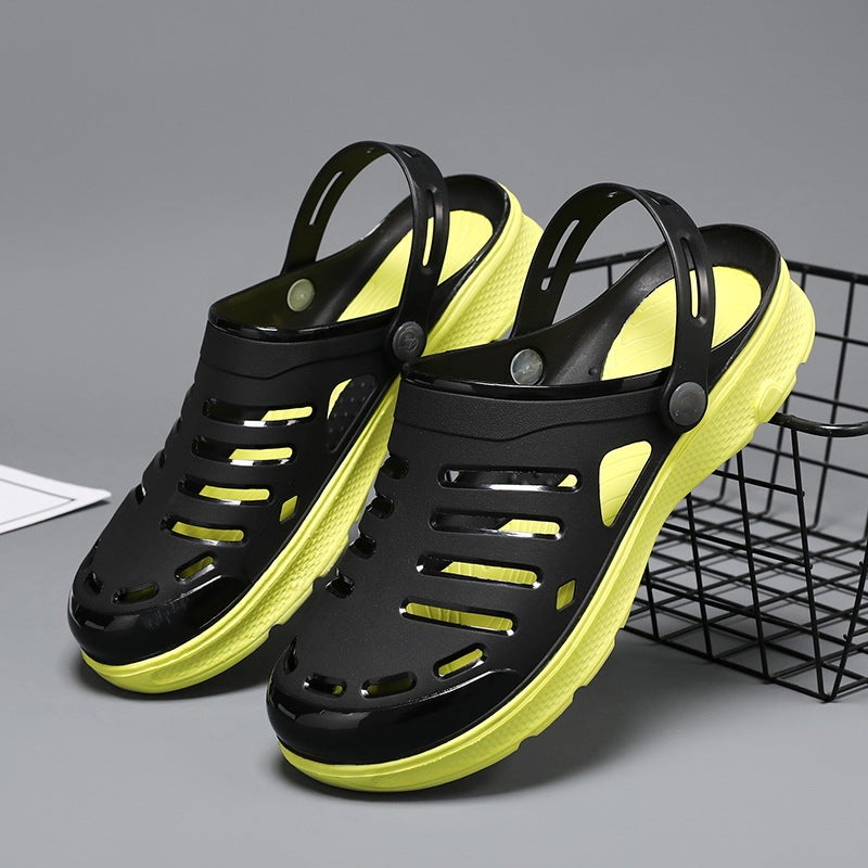 Large Size Hole Shoes Men'S Summer Outwear Hollow Non-Slip Beach Shoes Couple'S Dual-Use Baotou Sandals Breathable Driving Shoes - Image 2