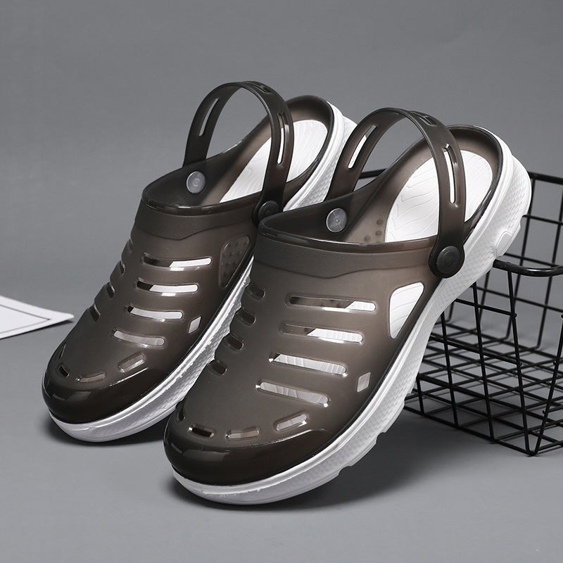 Large Size Hole Shoes Men'S Summer Outwear Hollow Non-Slip Beach Shoes Couple'S Dual-Use Baotou Sandals Breathable Driving Shoes - Image 5