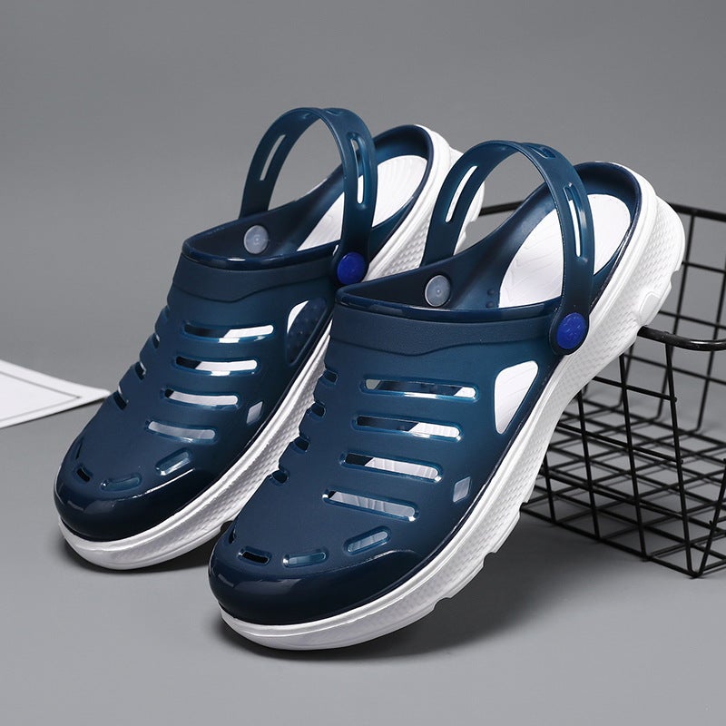 Large Size Hole Shoes Men'S Summer Outwear Hollow Non-Slip Beach Shoes Couple'S Dual-Use Baotou Sandals Breathable Driving Shoes - Image 3