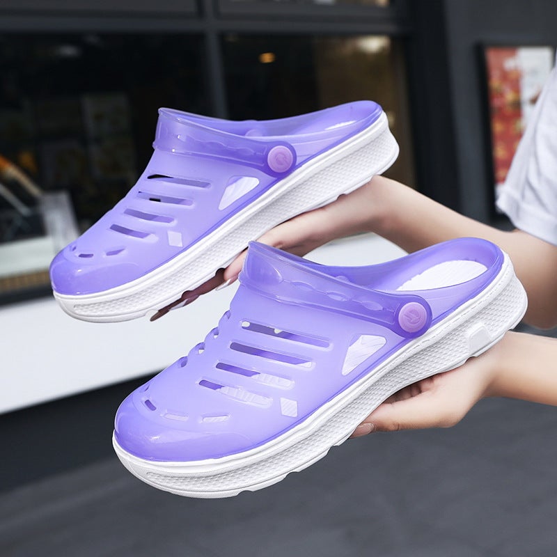 Large Size Hole Shoes Men'S Summer Outwear Hollow Non-Slip Beach Shoes Couple'S Dual-Use Baotou Sandals Breathable Driving Shoes - Image 1