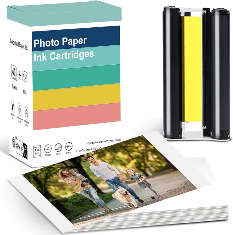 Compatible for Liene DHP512/DHP513 & Amber M100/M200 | Photo Paper Cartridge Refill CISS Ribbon for Photo Printers(2ink-80paper) - Image 2