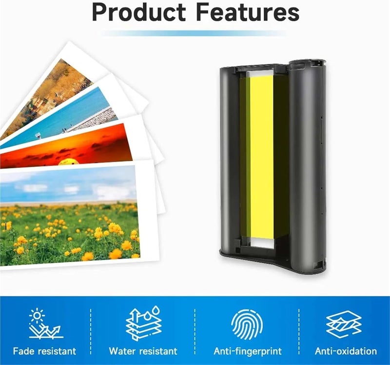 Compatible for Liene DHP512/DHP513 & Amber M100/M200 | Photo Paper Cartridge Refill CISS Ribbon for Photo Printers(2ink-80paper) - Image 4