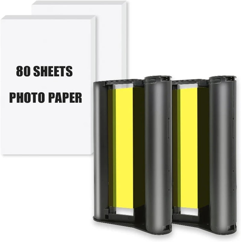 Compatible for Liene DHP512/DHP513 & Amber M100/M200 | Photo Paper Cartridge Refill CISS Ribbon for Photo Printers(2ink-80paper) - Image 1