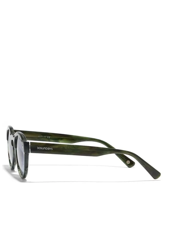 30Sundays DUNE Men Blue Sunglasses - Frame Material: Acetate - Lens Color: Blue- Frame Color: Gray - Full Rim