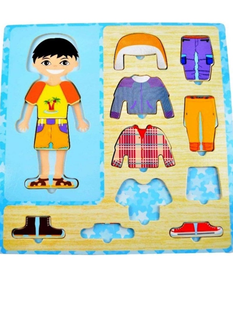 Qatalitic Wooden Dress Up Boy Puzzle Shape Board Game (1-5 Years) - Image 1