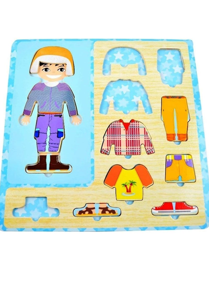 Qatalitic Wooden Dress Up Boy Puzzle Shape Board Game (1-5 Years) - Image 2