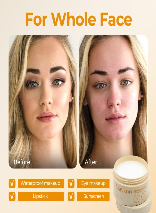 MAYKOO Makeup Remover Balm Hydrating Deep Cleansing Balm, Dissolves Heavy Waterproof Make Up, Gentle Oil Based cleanser for Face with Spatula, Makeup Removing for All Skin Types, 85 g/3 oz - Image 4