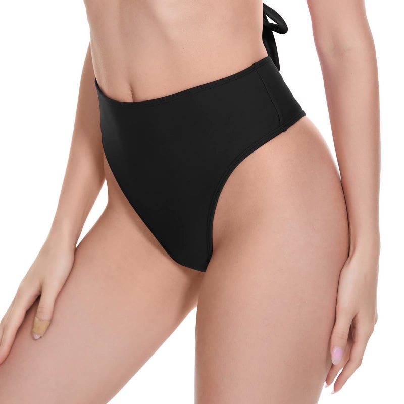 Kepblom Women's Thong Rave Bottoms High Waisted Bikini Bottom High Cut Panties for Dance Festival, Black, XS - Image 2