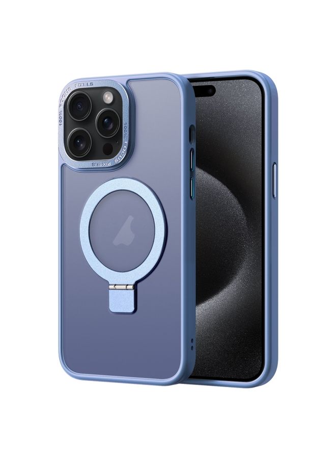 Case Cover For iPhone 15 Pro Max Skin Feel MagSafe Magnetic Holder Phone Case Blue
