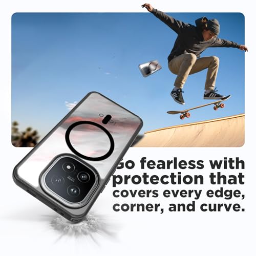 RIGGEAR Shockproof Clear Hybrid Armor Magnetic Back Cover Case Compatible with MagSafe Accessories for iQOO 15 5G (Clear-Black TPU Bumper + PC Transparent)(Black) - Image 5