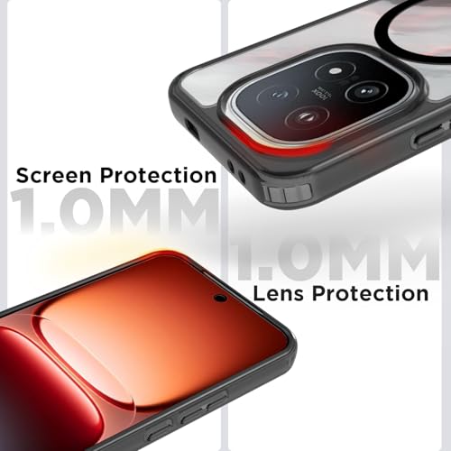 RIGGEAR Shockproof Clear Hybrid Armor Magnetic Back Cover Case Compatible with MagSafe Accessories for iQOO 15 5G (Clear-Black TPU Bumper + PC Transparent)(Black) - Image 4