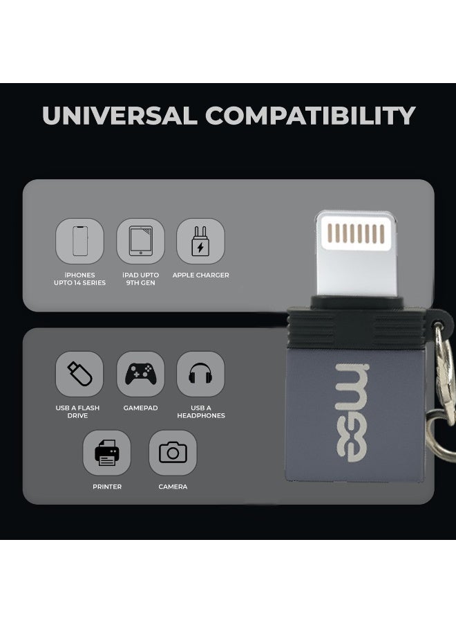 آیمی محول IMEE USB إلى Lightning OTG IM-230، موصل نقل بيانات USB 3.0 لأجهزة iPhone حتى سلسلة 14 وiPad حتى الجيل التاسع، التوصيل والتشغيل، يدعم محرك أقراص فلاش ولوحة الألعاب والكاميرا والطابعة وسماعات الرأس، تصميم مضغوط مع حبل قصير، TPE + سبيكة ألومنيوم، 5.4 جرام - Image 5