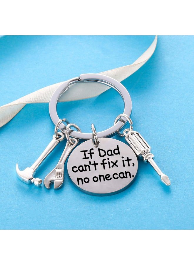 Nimteve Dad Keychain Dad Gifts from Son Daughter Christmas Gift Keyring Father's Day Gift for Dad Papa Daddy (If dad Can't fix it, no one can) - Image 2