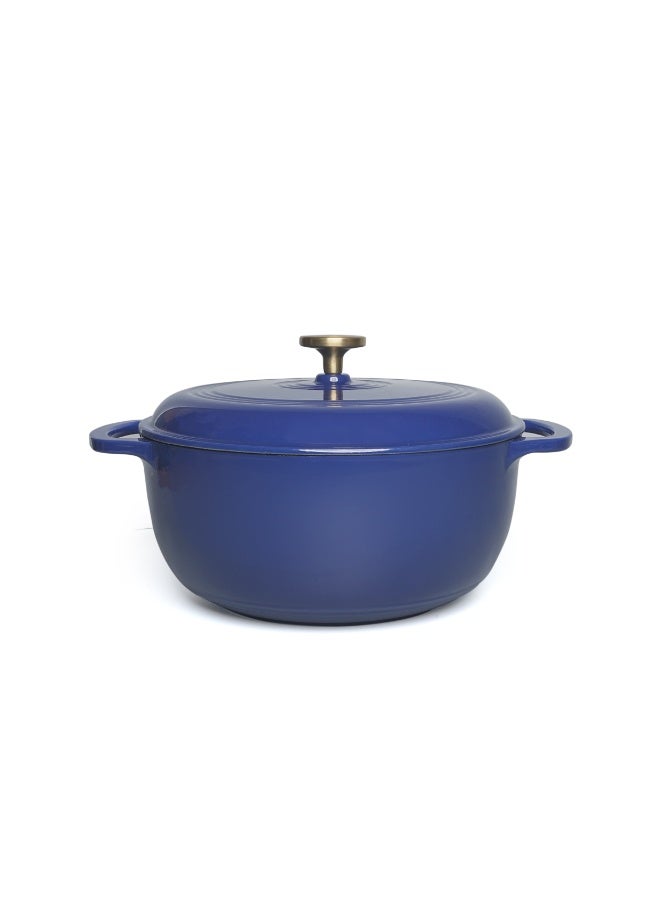 VAV GET 6QT Enameled Cast Iron Round Dutch Oven, Family Style Heavy-Duty Pre-Seasoned Cookware, Healthy & Safe Non-Stick, Oven & Stovetop Safe – Sapphire Blue - Image 1