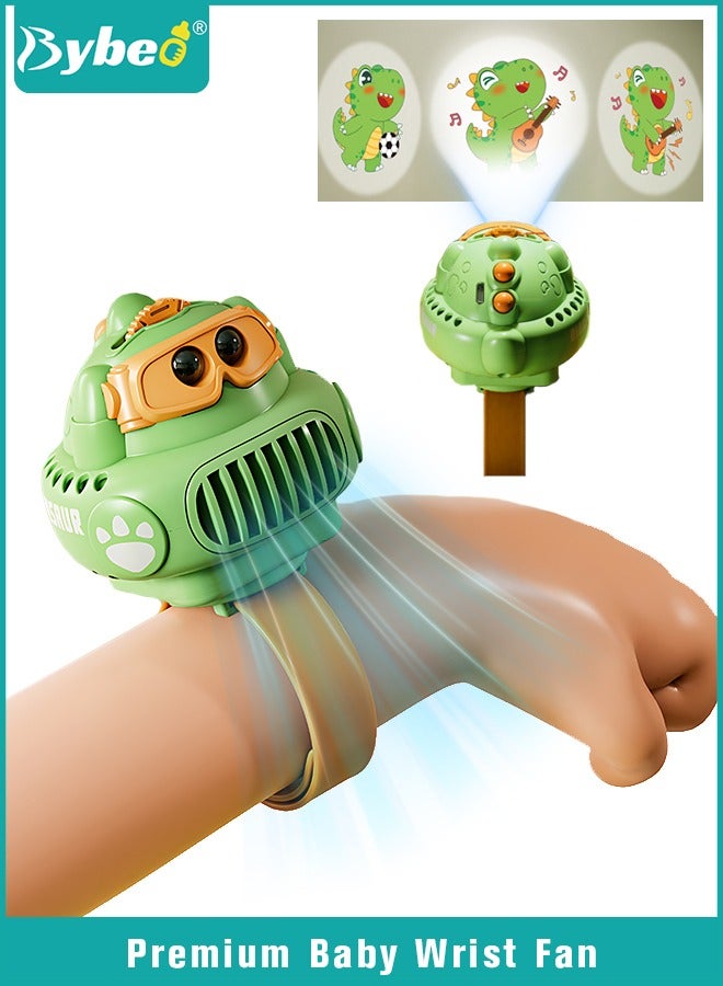 بيبو مروحة للأطفال، ساعة كرتون صغيرة، مروحة محمولة على المعصم، مروحة يدوية محمولة، حزام معصم للأولاد والبنات، تعرض الإسقاط، قابلة للشحن عبر USB، تبريد هواء صيفي، ثلاث سرعات هادئة - Image 1