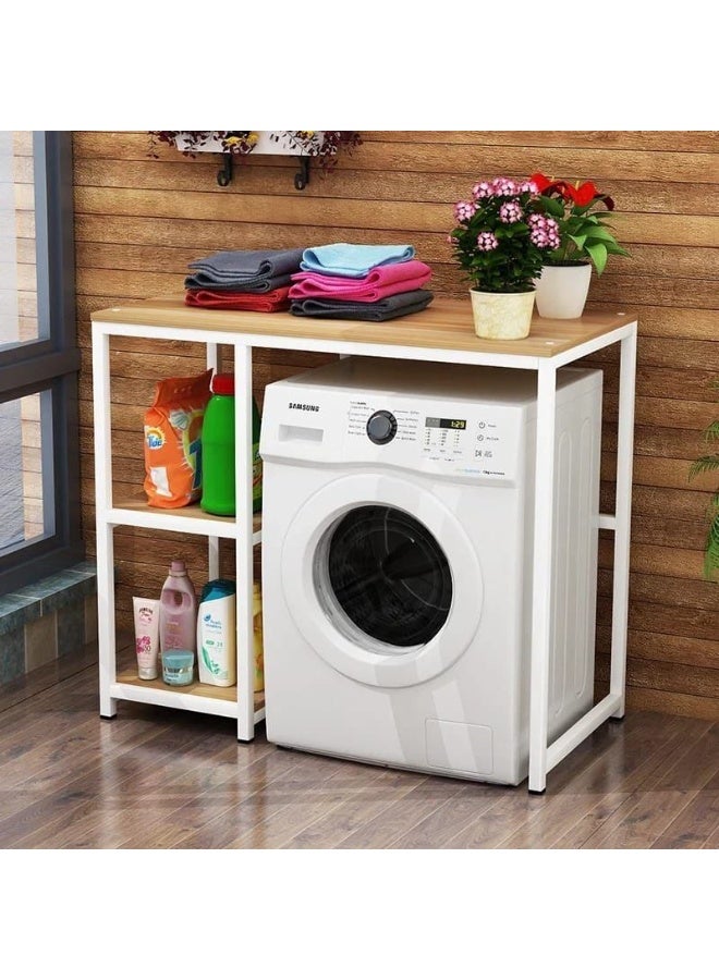 منظم غساله ومستلزمات التنظيف ستيل ابيض 3 ادوار