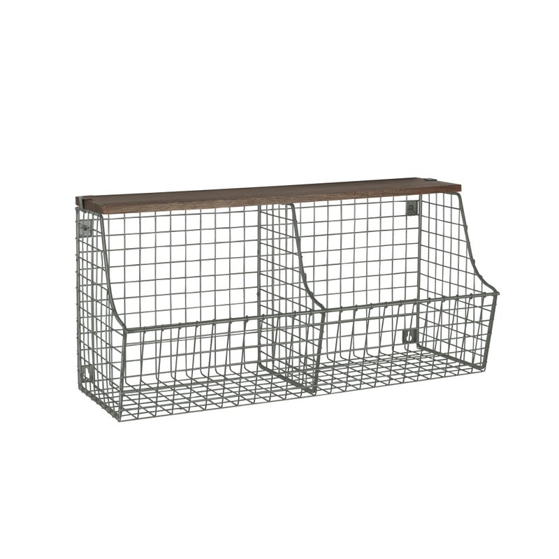 Spectrum Spectrum Vintage Living Wall Mount Double Storage Basket Industrial Gray  Organizer  Dcor for Bathroom Bedroom Office Kitchen Farmhouse  Laundry Room 