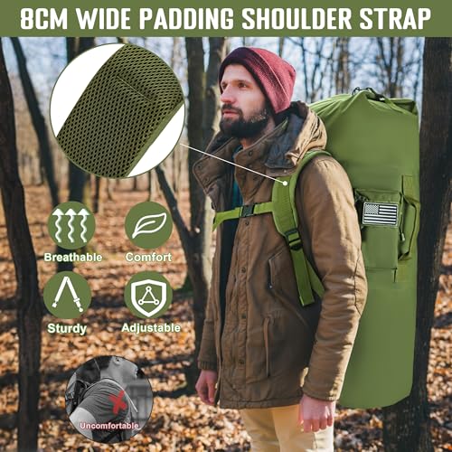 MOZETO 110L Extra Large Sea Bag, Military Duffle Bag with Backpack Straps Heavy Duty Army Duffle Bag for Camp, College Dorm or Laundry Bag - Image 2