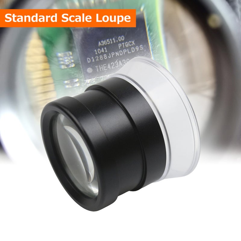 30X Scale Loupe Magnifier with 2 Scaleplates Portable Magnifying Glass Interchangeable Reticle Scale for PCB Jewelry Coin Stamp Antique Textile Painting, with Zipper Storage Bag - Image 3