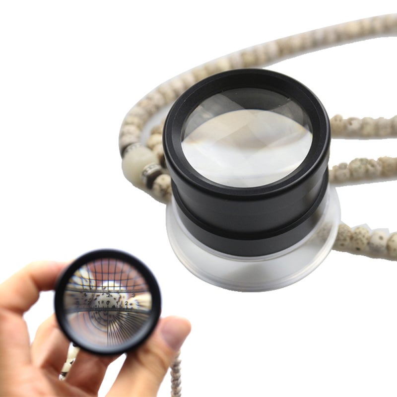 30X Scale Loupe Magnifier with 2 Scaleplates Portable Magnifying Glass Interchangeable Reticle Scale for PCB Jewelry Coin Stamp Antique Textile Painting, with Zipper Storage Bag - Image 5