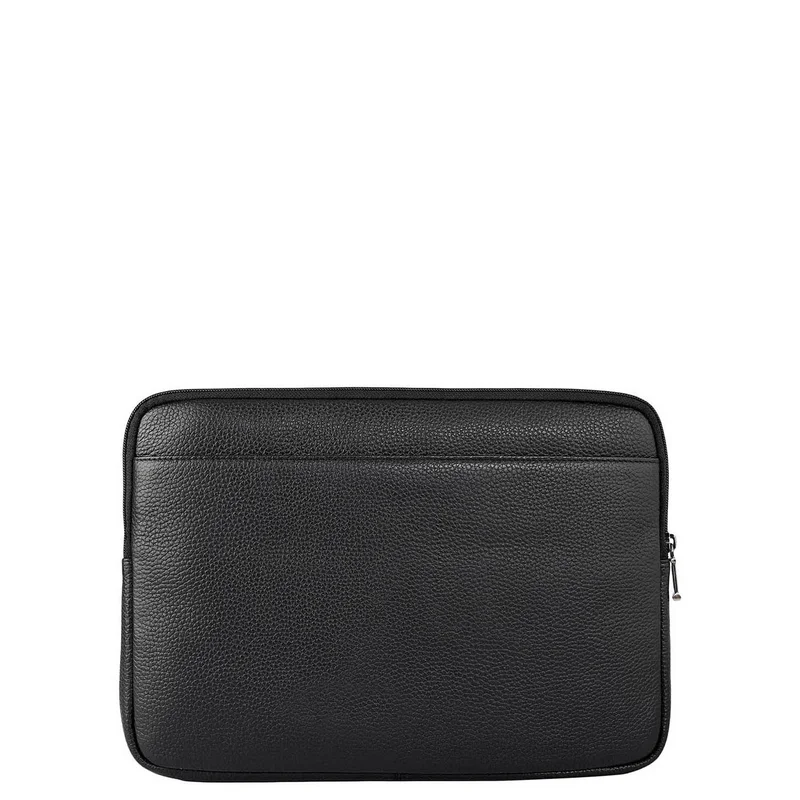 Da Milano black Wax Leather Laptop Sleeve - Black  | Best Price UAE