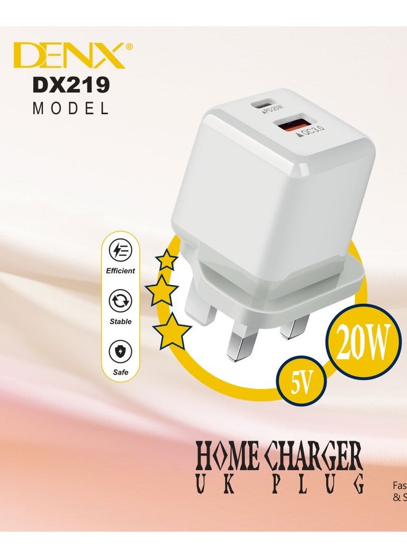 Denx 20W USB-C 3-Pin Power Adapter White  - Image 1