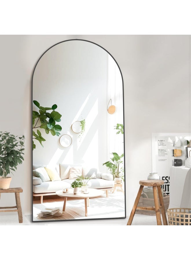 CASSILANDO Arched Floor Mirror 193x86 cm Arch Full Length Mirror with Stand Black Large Wall Mirrors Full Body Mirror Standing Hanging or Leaning Against Wall for Bedroom Entry, Bedroom, Living Room - Image 4