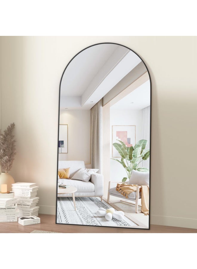 CASSILANDO Arched Floor Mirror 193x86 cm Arch Full Length Mirror with Stand Black Large Wall Mirrors Full Body Mirror Standing Hanging or Leaning Against Wall for Bedroom Entry, Bedroom, Living Room - Image 5