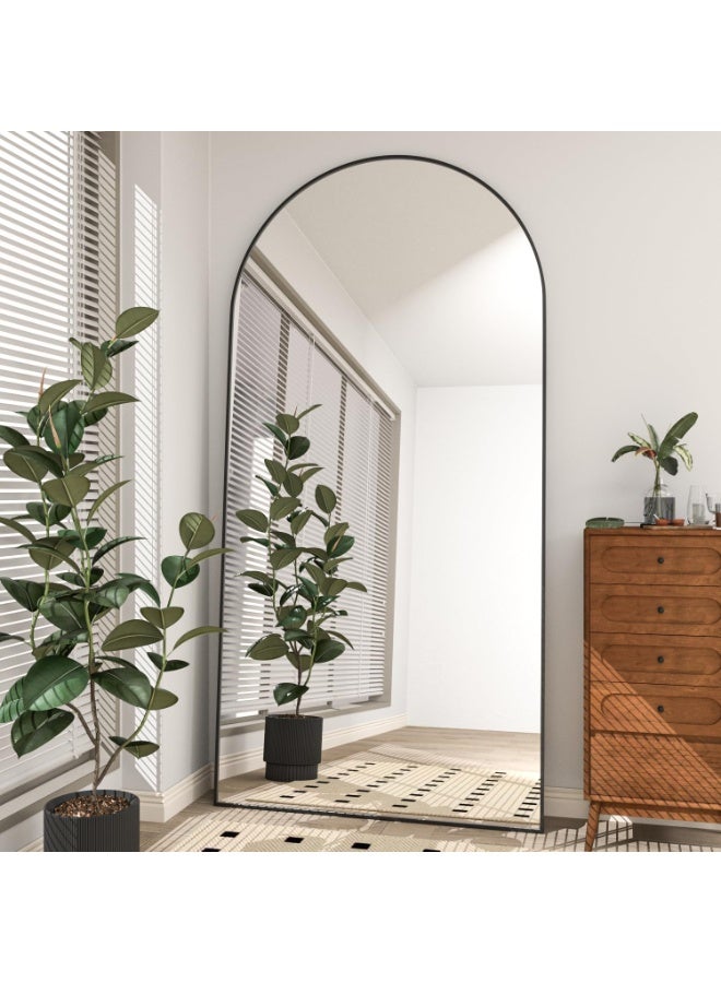 CASSILANDO Arched Floor Mirror 193x86 cm Arch Full Length Mirror with Stand Black Large Wall Mirrors Full Body Mirror Standing Hanging or Leaning Against Wall for Bedroom Entry, Bedroom, Living Room - Image 2