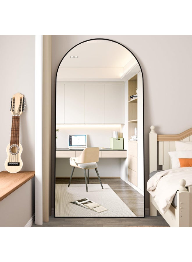 CASSILANDO Arched Floor Mirror 193x86 cm Arch Full Length Mirror with Stand Black Large Wall Mirrors Full Body Mirror Standing Hanging or Leaning Against Wall for Bedroom Entry, Bedroom, Living Room - Image 3