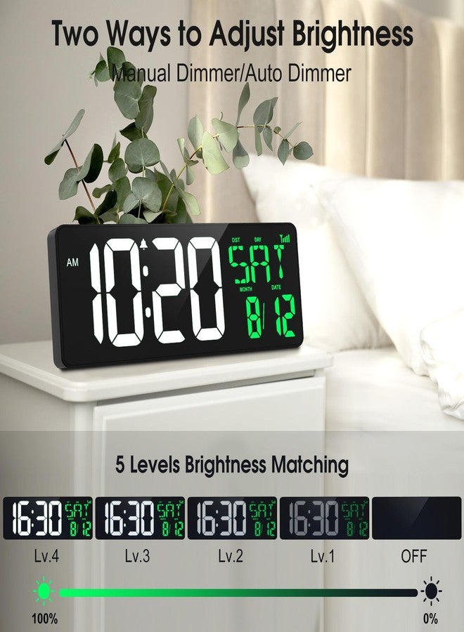 Xflyee 17" Large Digital Wall Clock with Bluetooth Sync, Remote Control, Alarm Big LED, Auto DST Temperature for Classroom Bedroom Garage Gym - Image 3