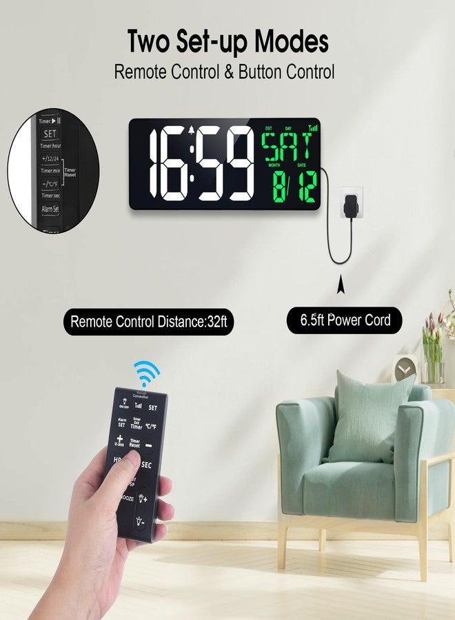 Xflyee 17" Large Digital Wall Clock with Bluetooth Sync, Remote Control, Alarm Big LED, Auto DST Temperature for Classroom Bedroom Garage Gym - Image 4