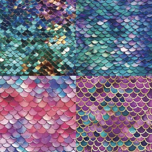 DESEACO Mermaid Themed Scrapbook Paper Pad 6x6 inches, Single-Sided Scales and Seashell Patterns Designs For Craft - 24 Decor Sheets - Image 2
