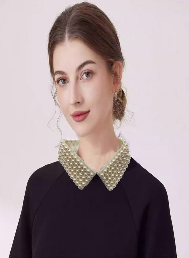 Zthread Women Fashion Detachable False Collar Faux Pearl Fake Collar for Women Two Color Options (Ivory) - Image 2