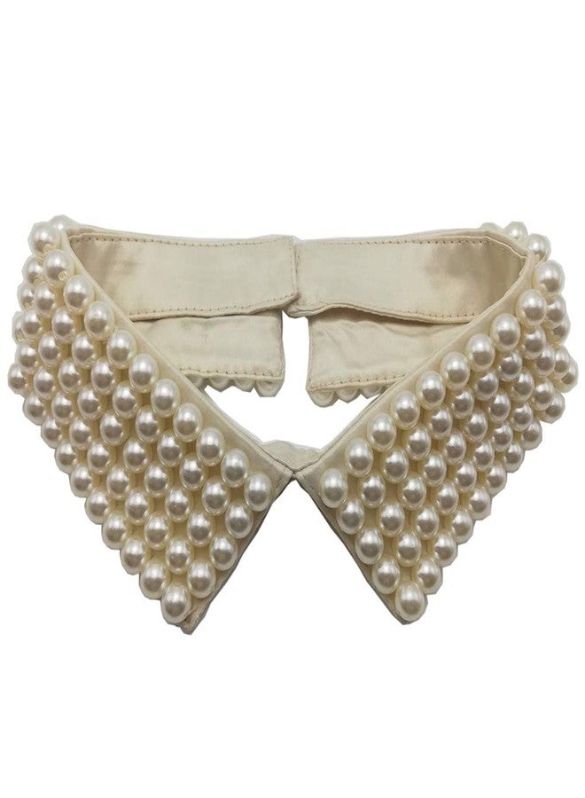 Zthread Women Fashion Detachable False Collar Faux Pearl Fake Collar for Women Two Color Options (Ivory) - Image 1